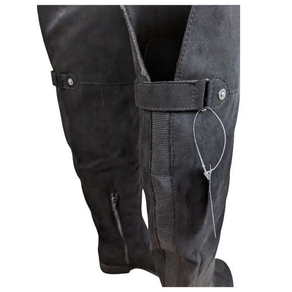 Sun and Stone Allicce Over the Knee Black Microsuede Boots - Picture 8 of 12